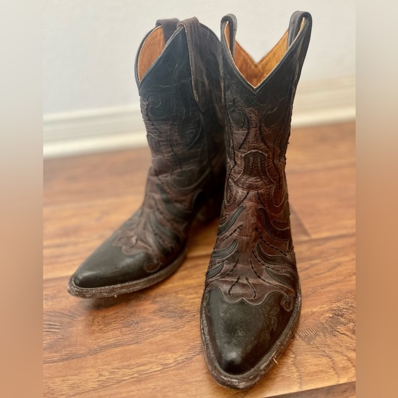 Old Gringo Cowboy Boots Brown Leather Embroidered Flame - Picture 9 of 12